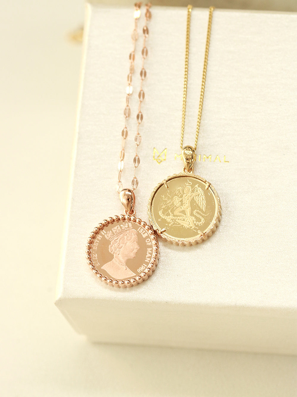 14K 18K Gold Coin Pendant Necklace