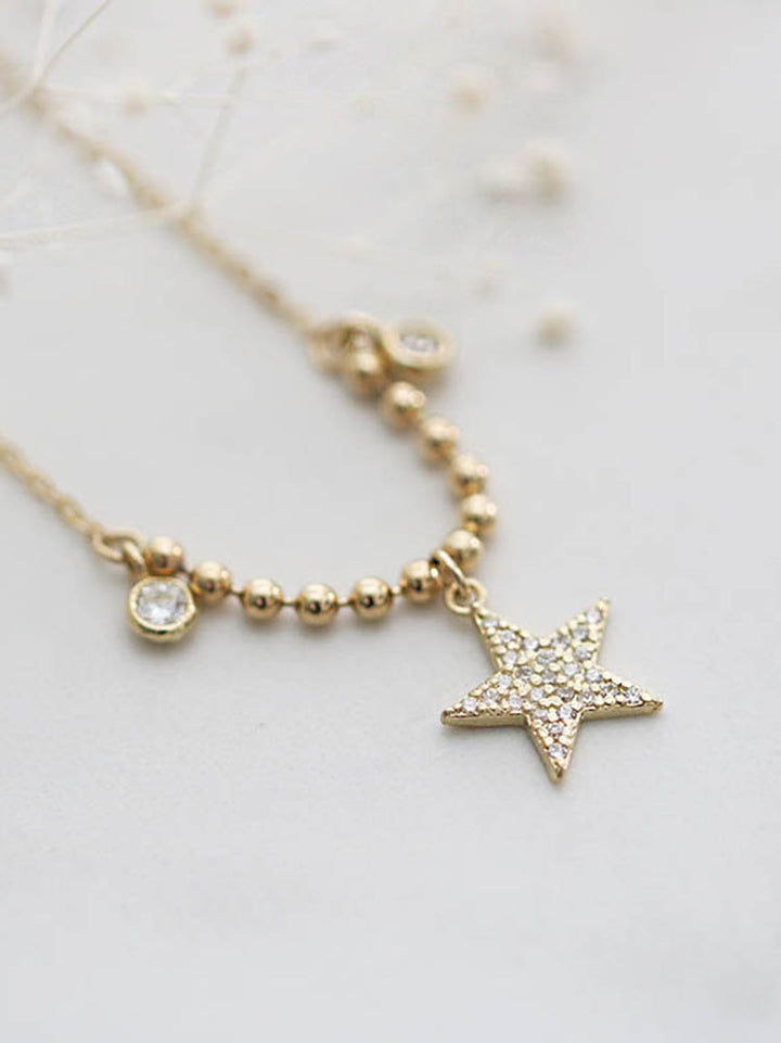 14K Gold Star Charm Anklet