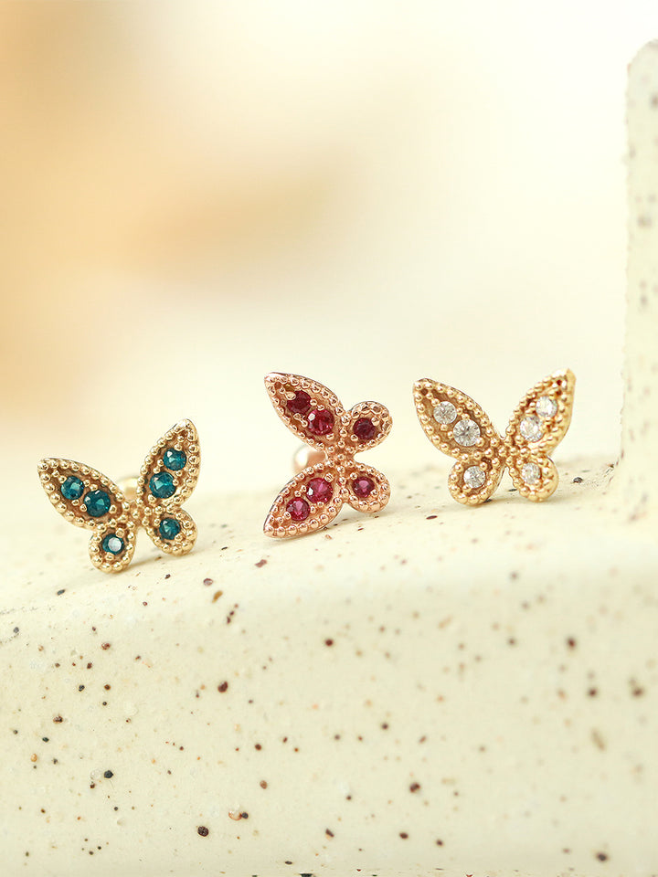 14K Gold Antique Butterfly Cartilage Earring 20G18G