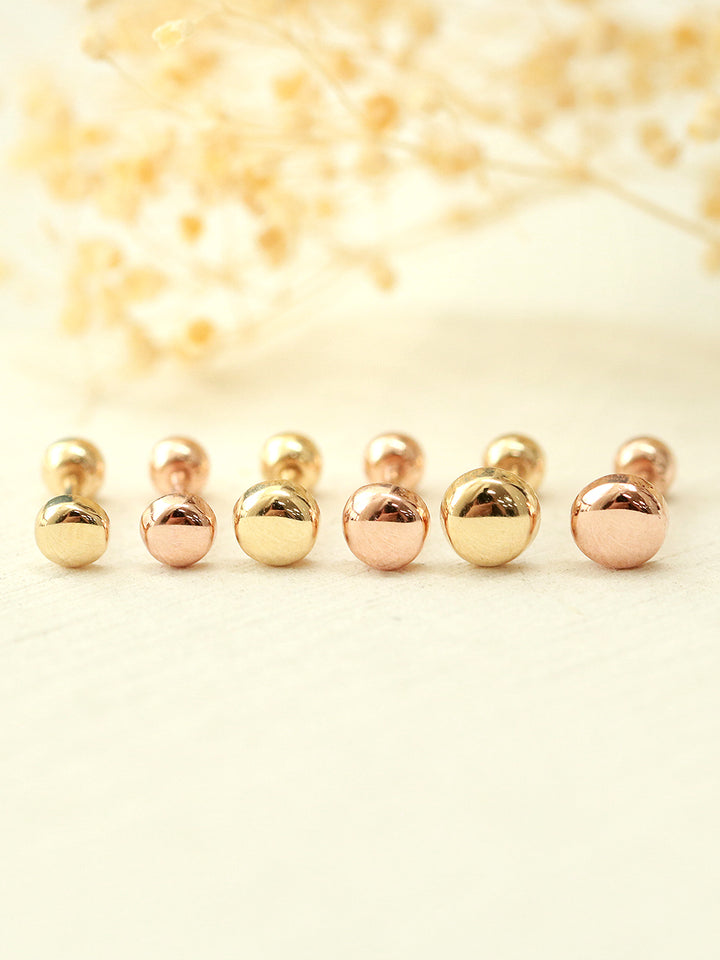 14K Gold Flat Ball Cartilage Earring 20G18G