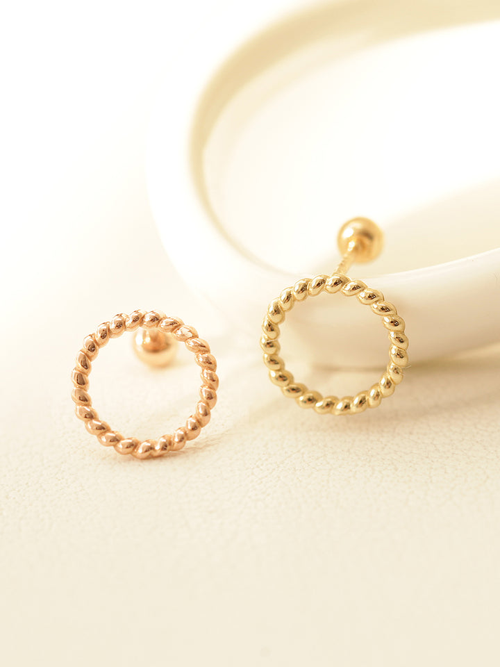 14K gold Twist Circle Cartilage Earring 20g