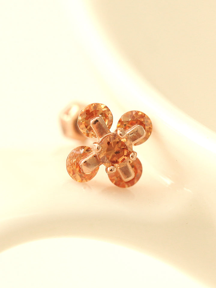 14K Gold Cotton flower cubic Cartilage Earring 18G16G