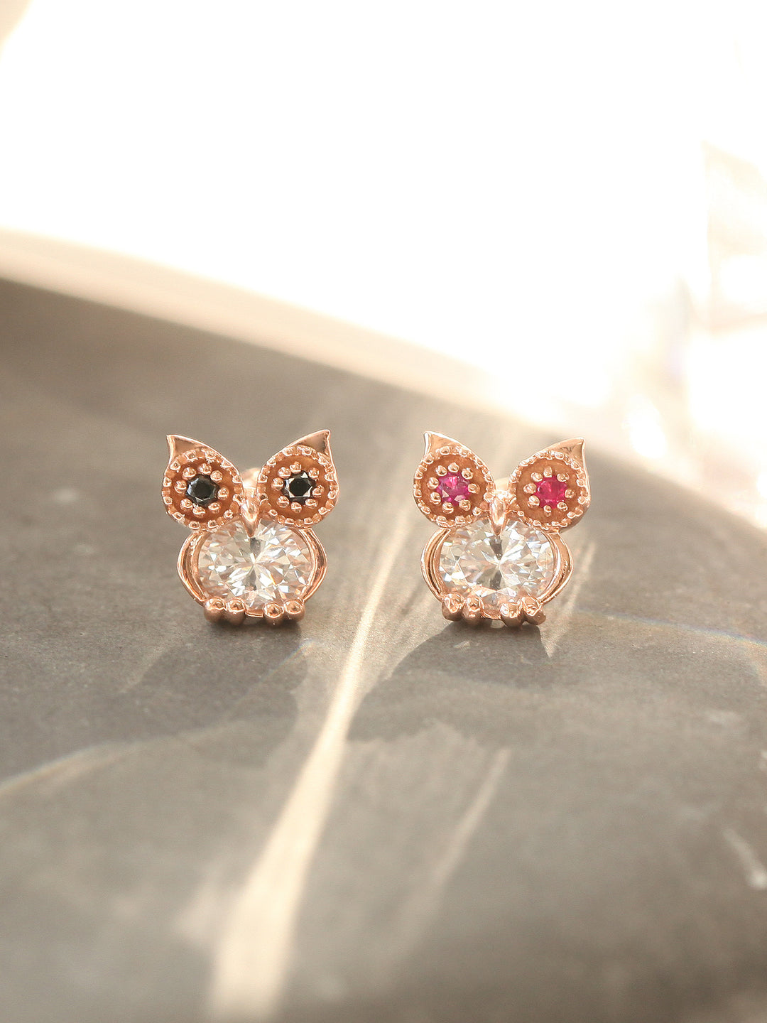 14K Gold Owl Cubic Cartilage Earring 18G16G