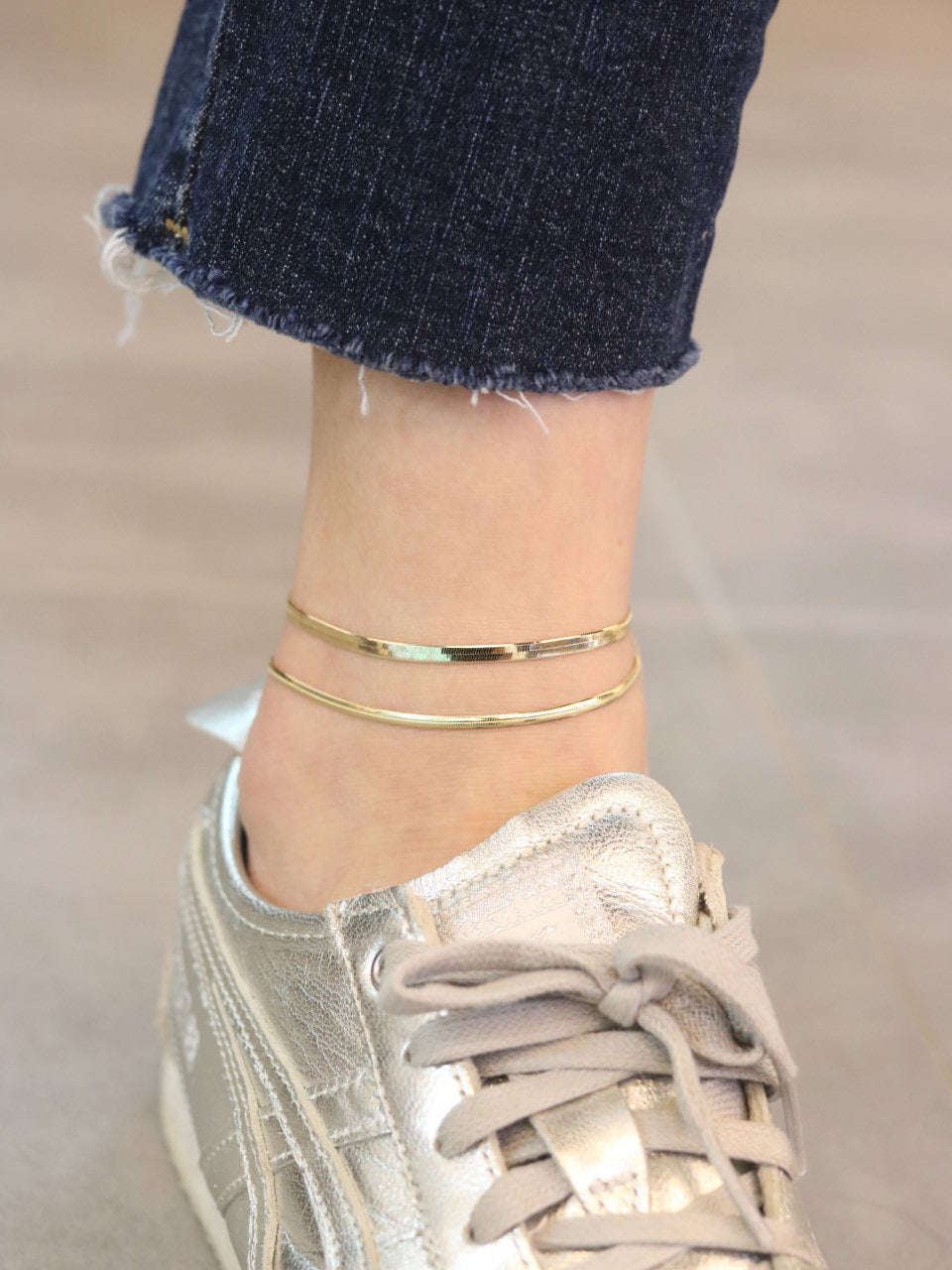 14K Gold Snake Chain Anklet Bracelet