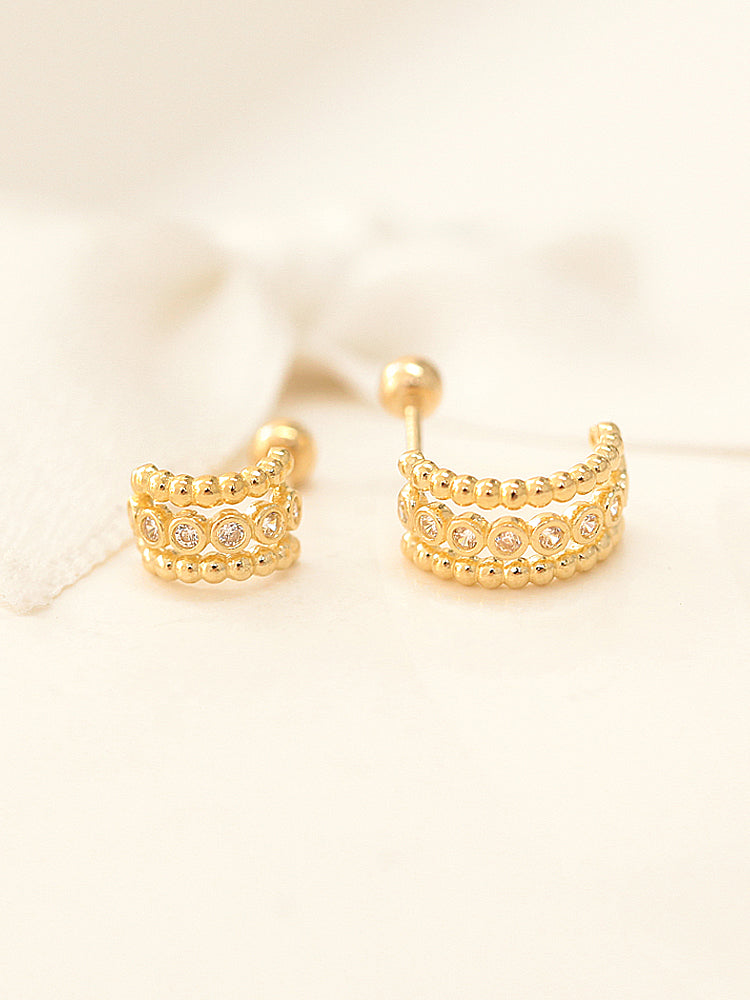 14K gold Bold Cubic cartilage earring 20g