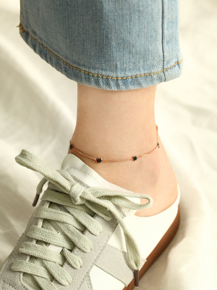 14K 18K gold Black star Anklet