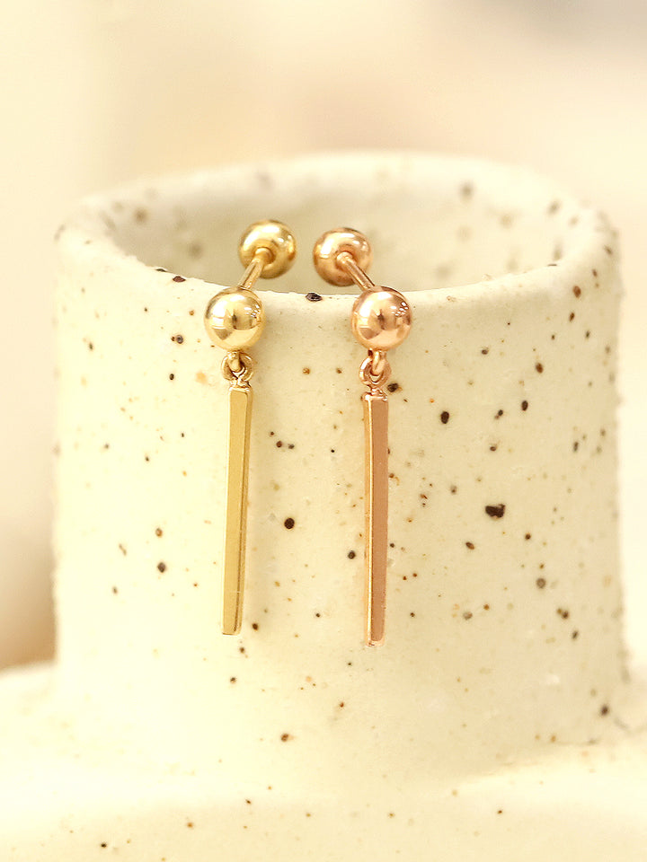 14K Gold Ball Long Stick Cartilage Earring 20G18G16G