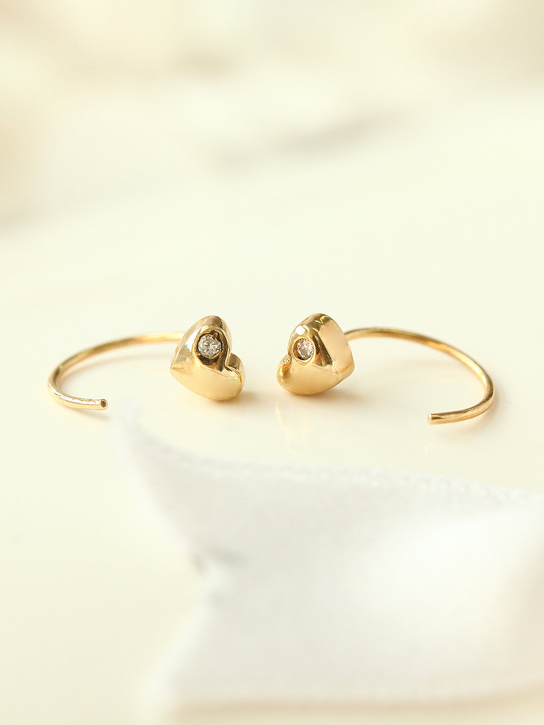 14K Gold Heart Hook Earring