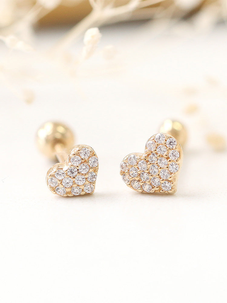 14K Gold Heart Cartilage Earring 18g16g