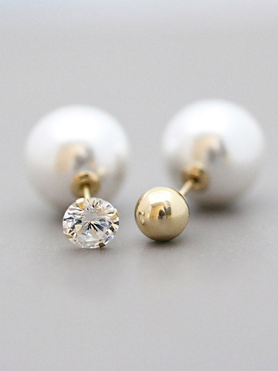 14K Gold Pearl Earring Backs