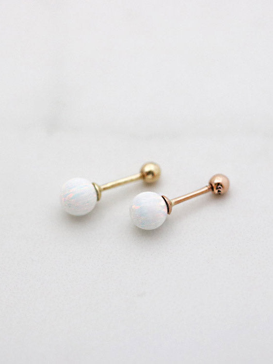 14K Gold Opal cartilage earring 20g