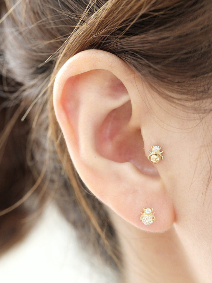 14K gold Mini Spider cartilage earring 20g