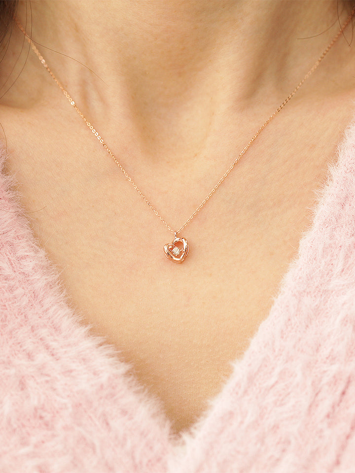 14K 18K Gold Cognac Diamond Heart Necklace