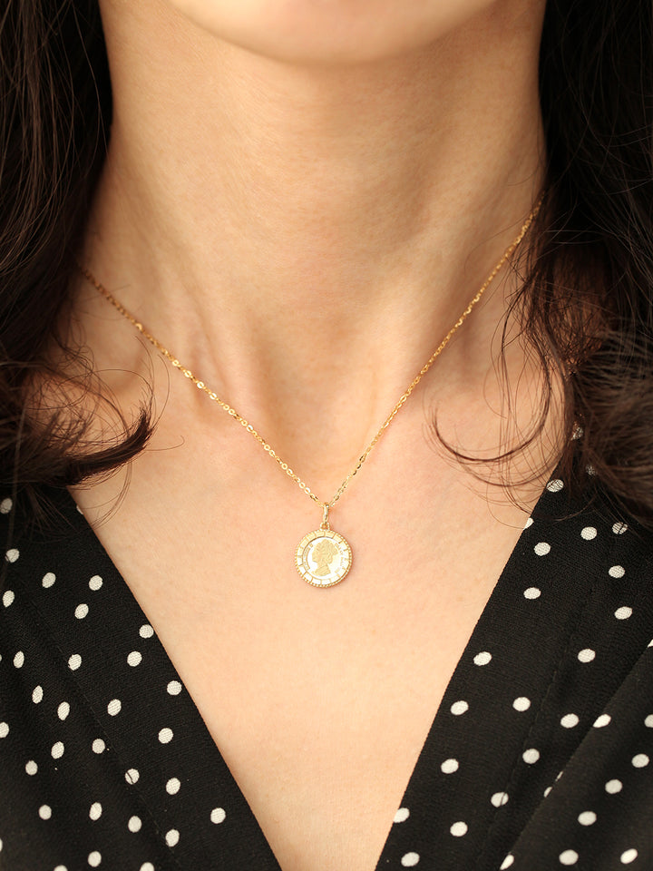 14K Gold Coin Necklace Pendant