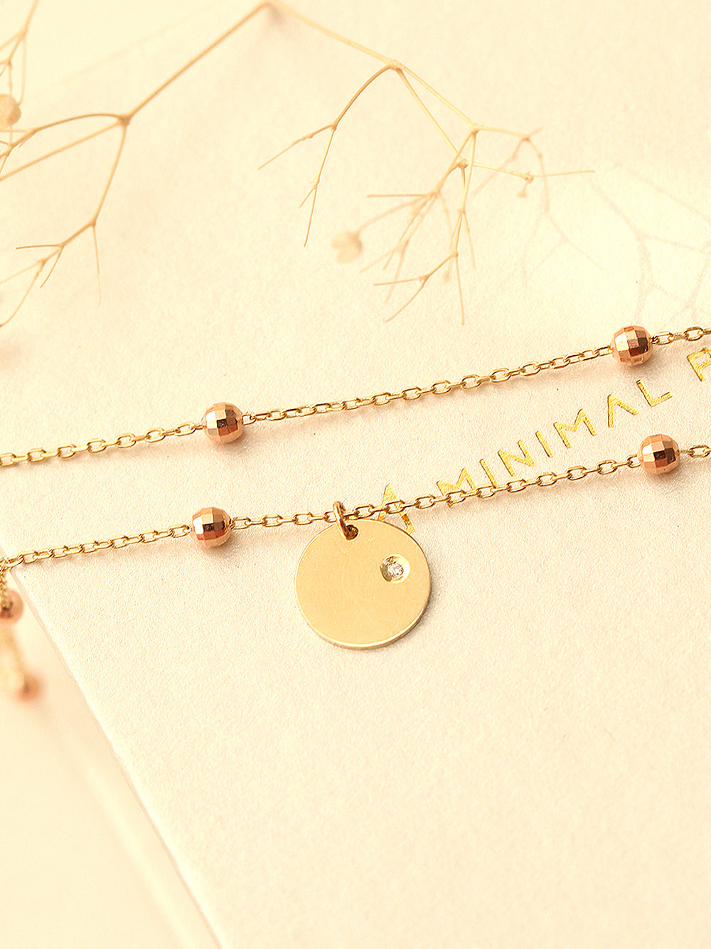 14K Gold Coin Cutting Ball Anklet