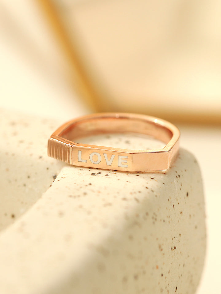 14K 18K Gold Enamel Love Ring