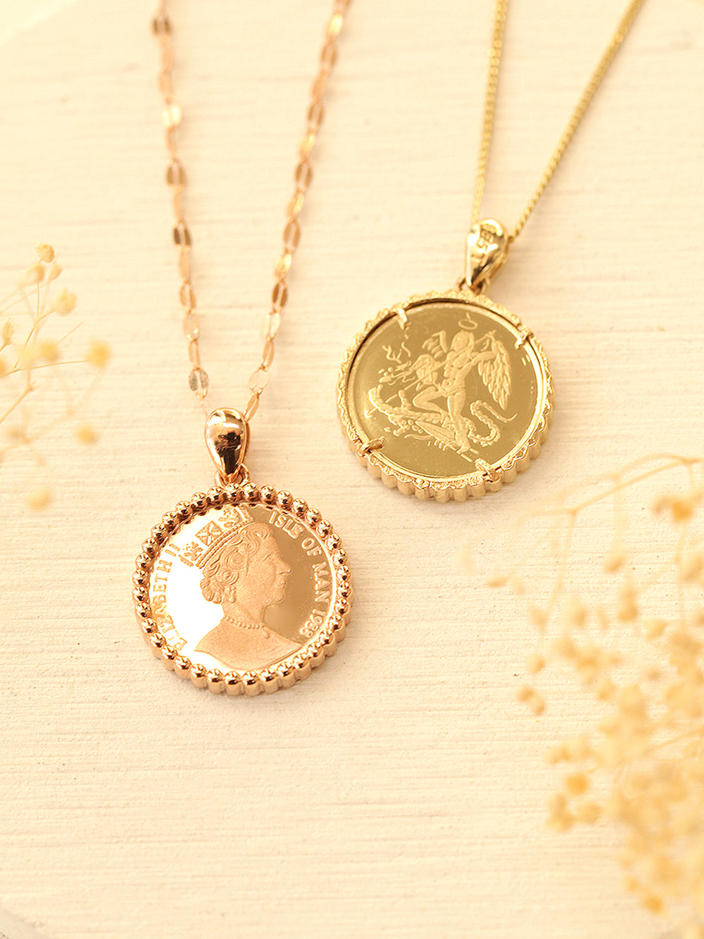 14K 18K Gold Coin Pendant Necklace