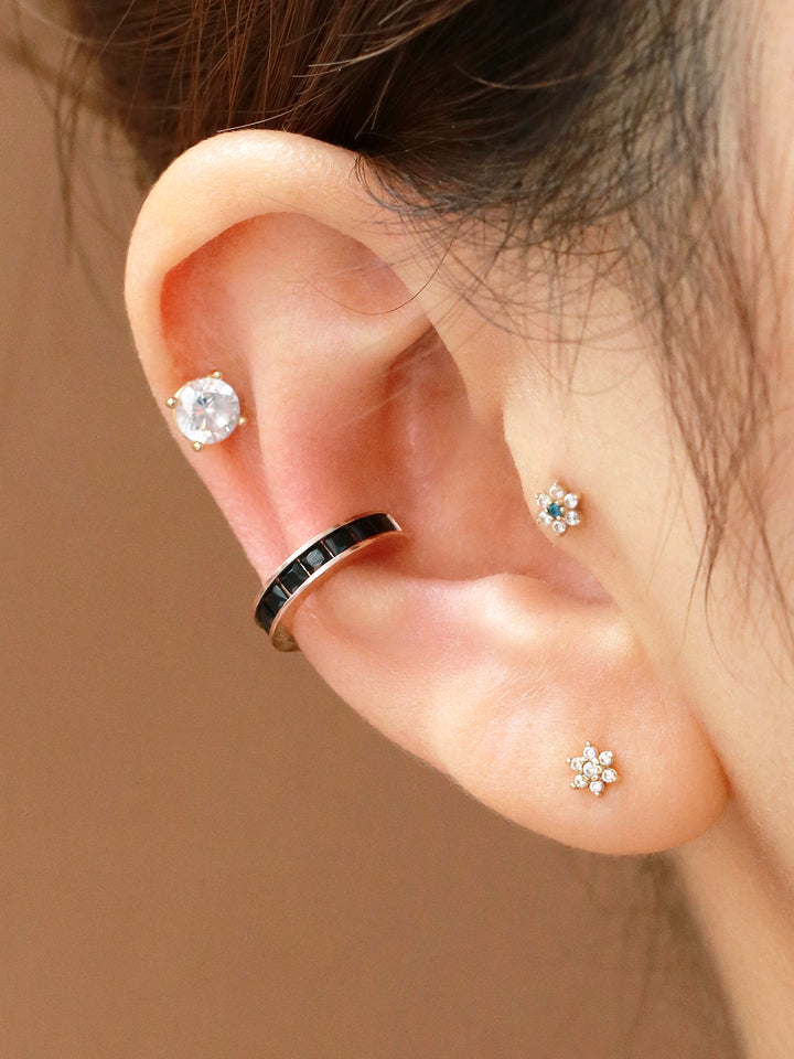 14K Gold Colorful Cubic Ear Cuff