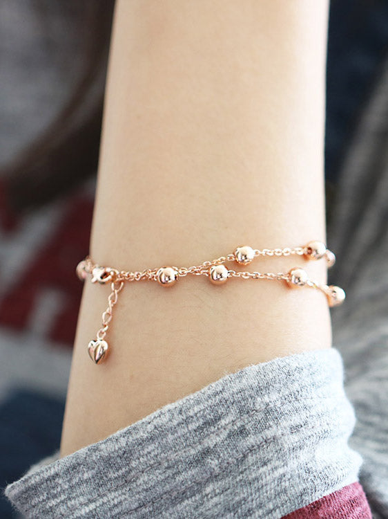 14K Gold Two Line Ball Bracelet