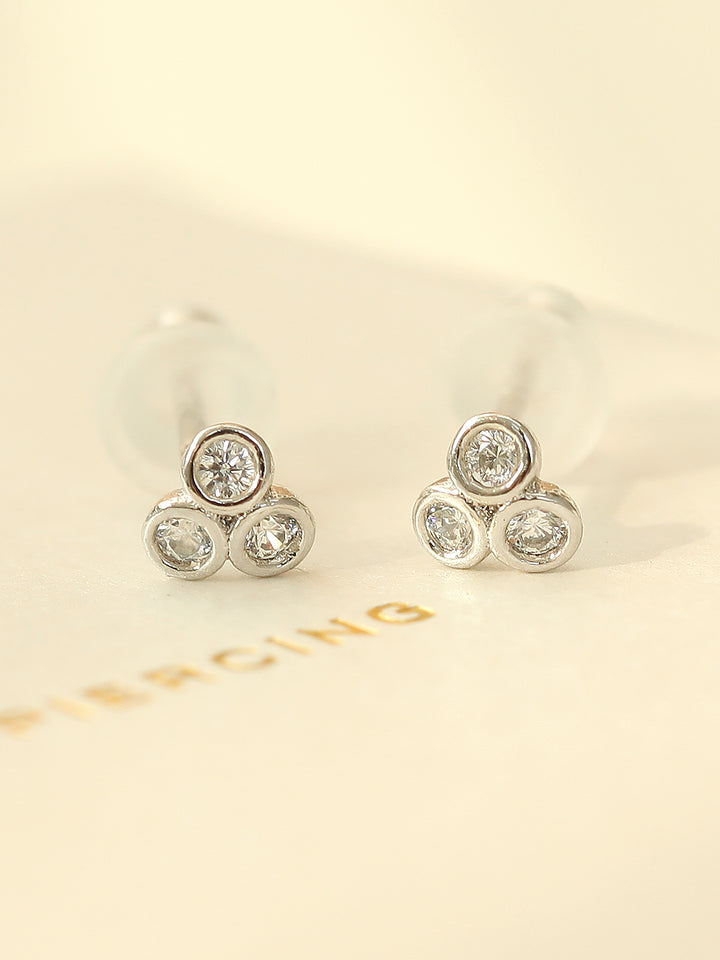 925 Silver Triangle Cubic Stud Earring