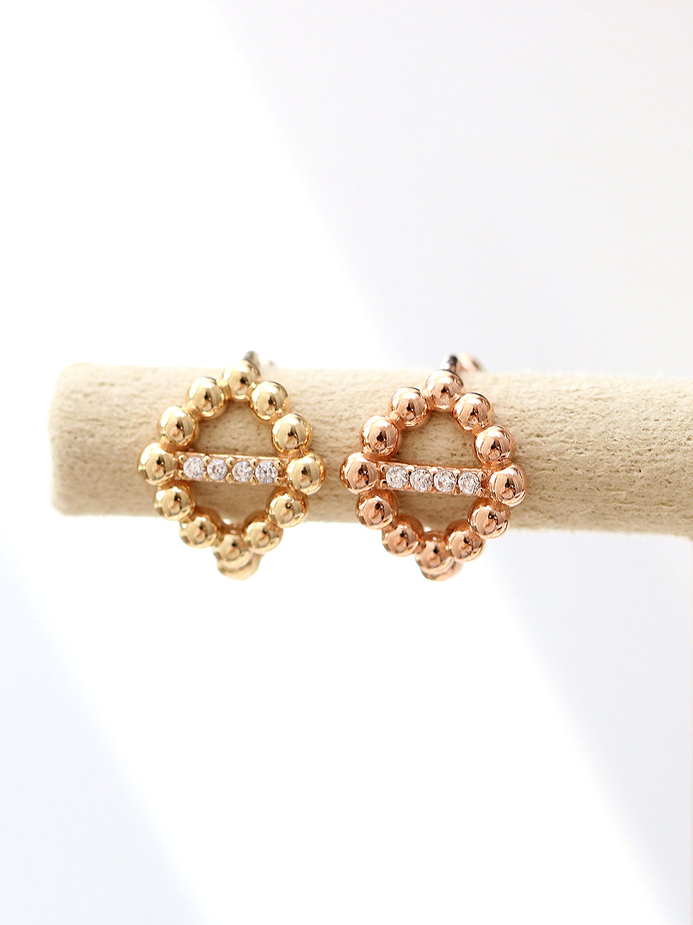 14K Gold Bubble Ball Cat Eye Hoop Earring