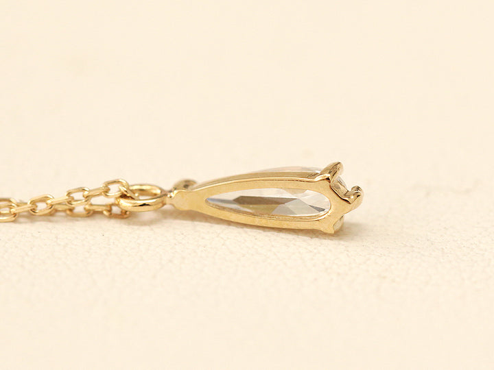 14K 18K Gold Tear Drop Cubic Necklace