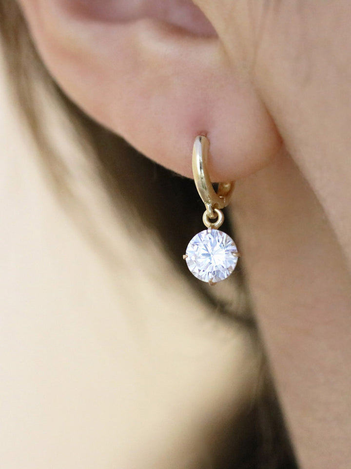 14K Gold Cubic Hoop Earring