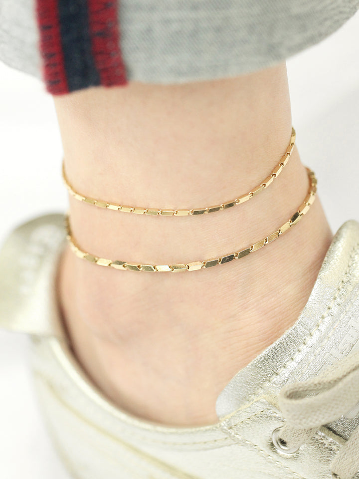 14K 18K Gold Style Chain Anklet Bracelet