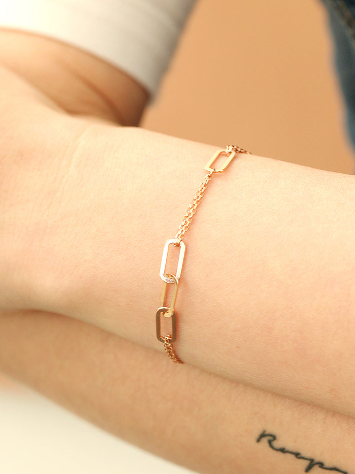 14K 18K Gold Clip Link Chain Bracelet