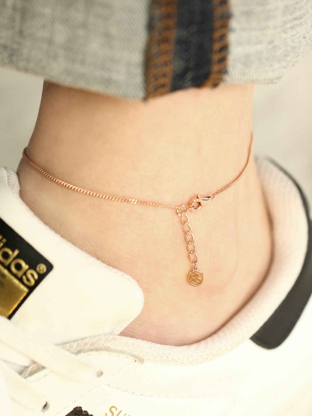 14K 18K Gold Initial Cubic anklet Bracelet