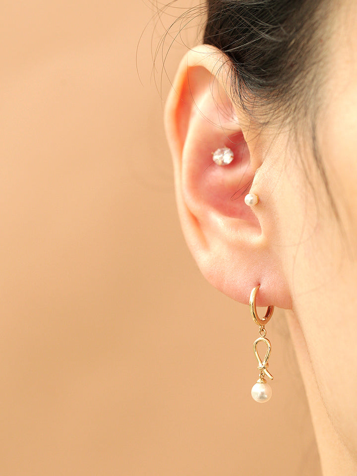 14K gold Feminine Drop Hoop Earring