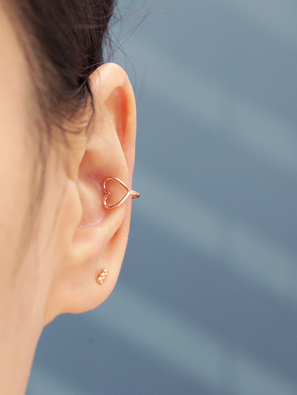 14K Gold Heart Point Ear Cuff