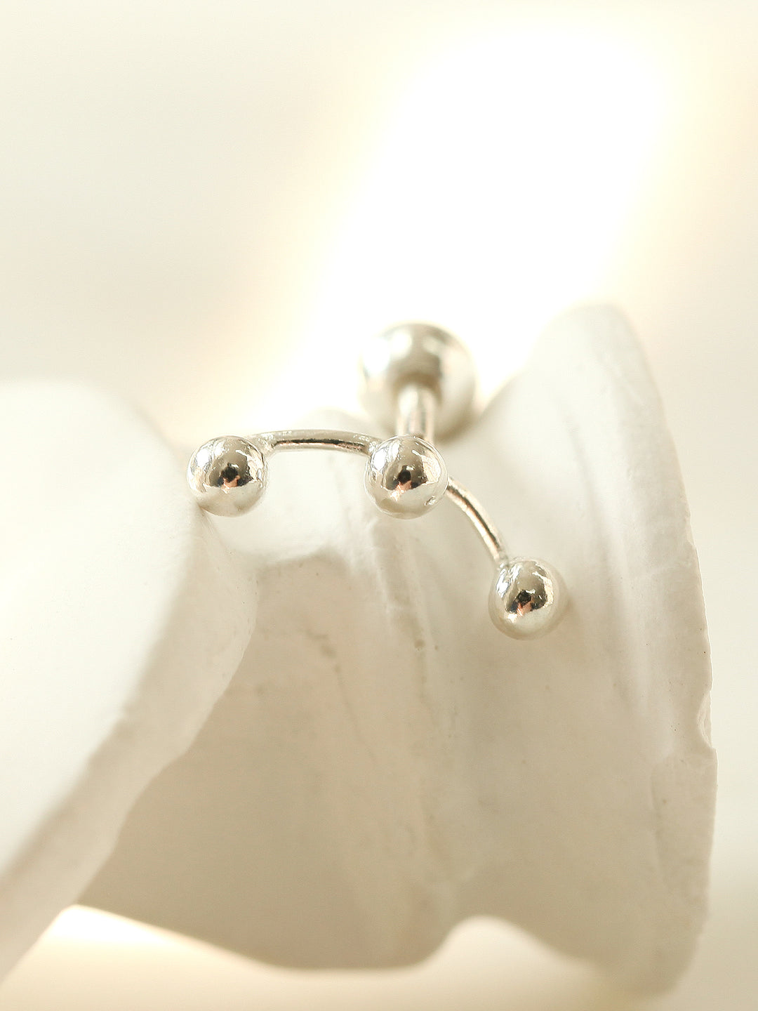 925 Silver triple Ball cartilage earring 16g