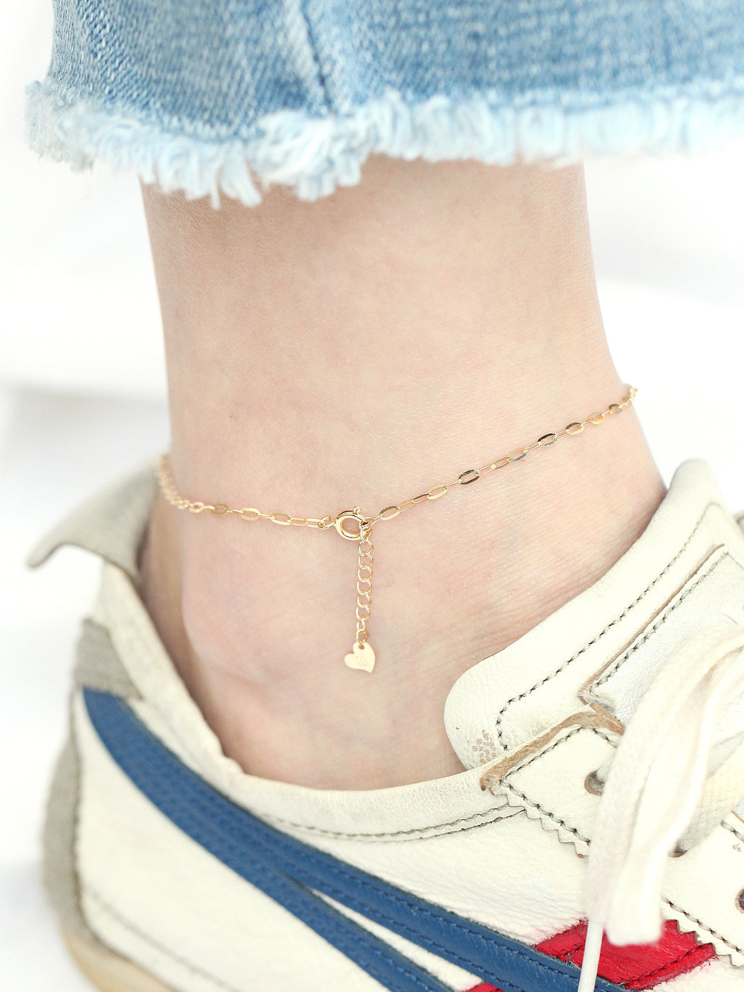 14K Gold Cubic Flower Chain Anklet