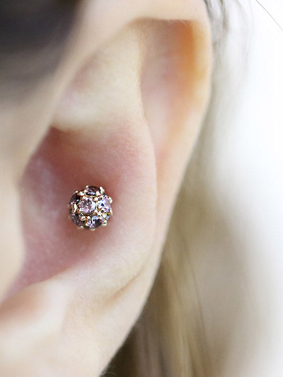 14K Gold Classic Cubic Ball Piercing 18g