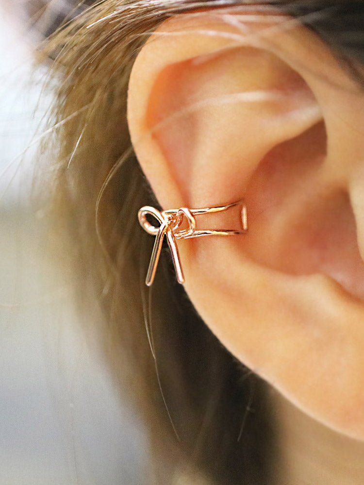 14K Gold ribbon ear cuff