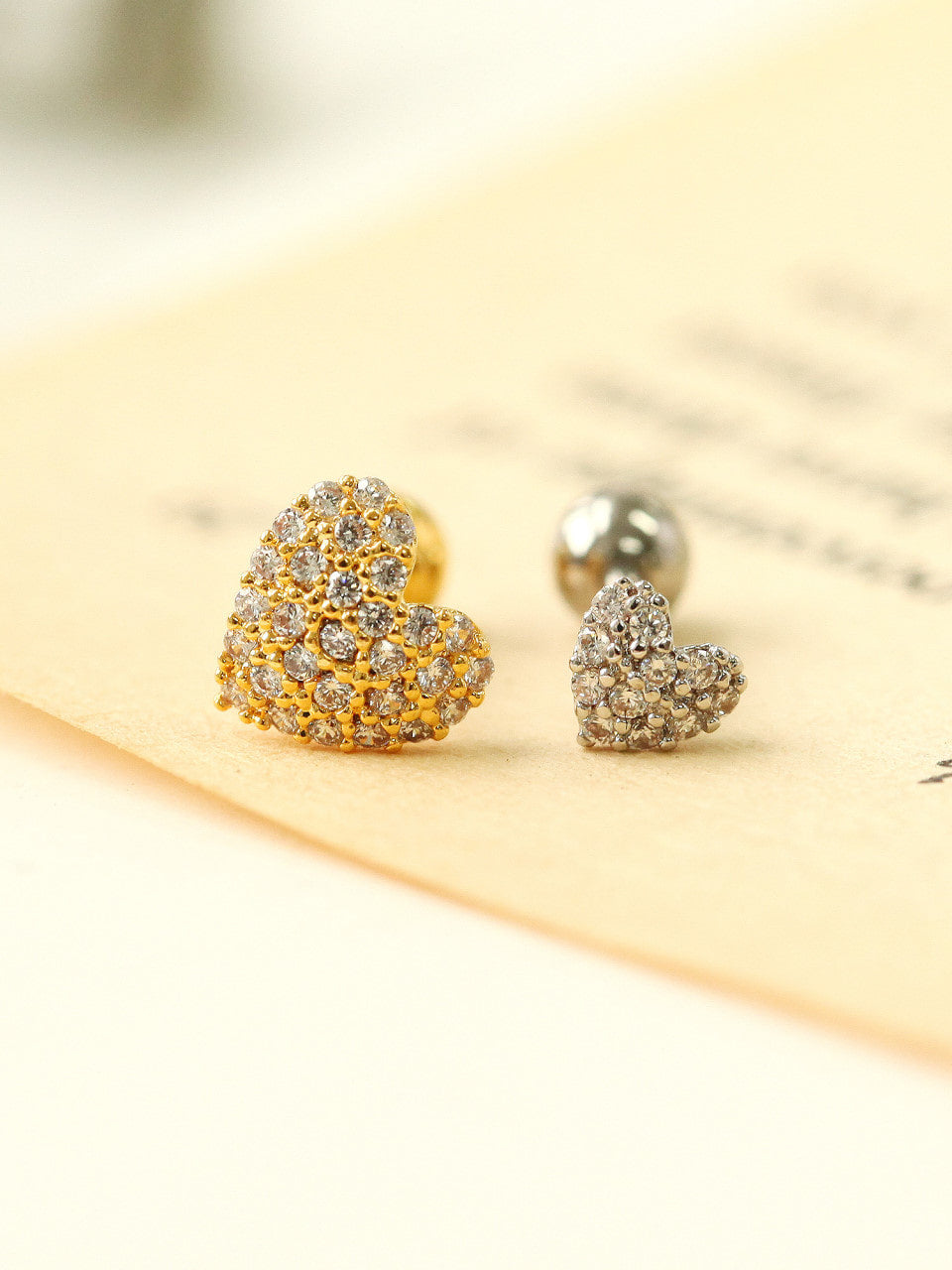 Pave heart Cartilage Earring