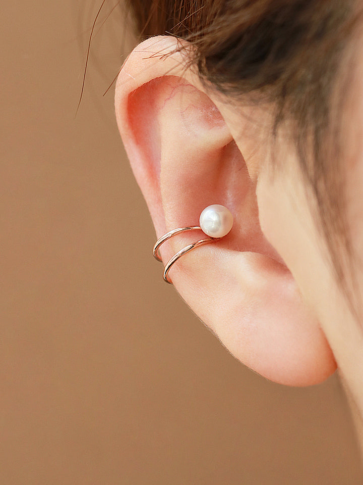 14K Gold Natural Pearl Ear Cuff