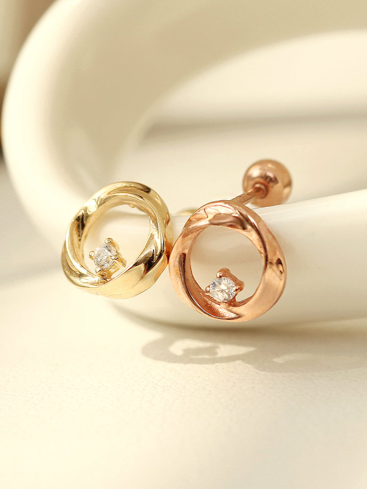 14K Gold Circle Cubic cartilage earring 20g