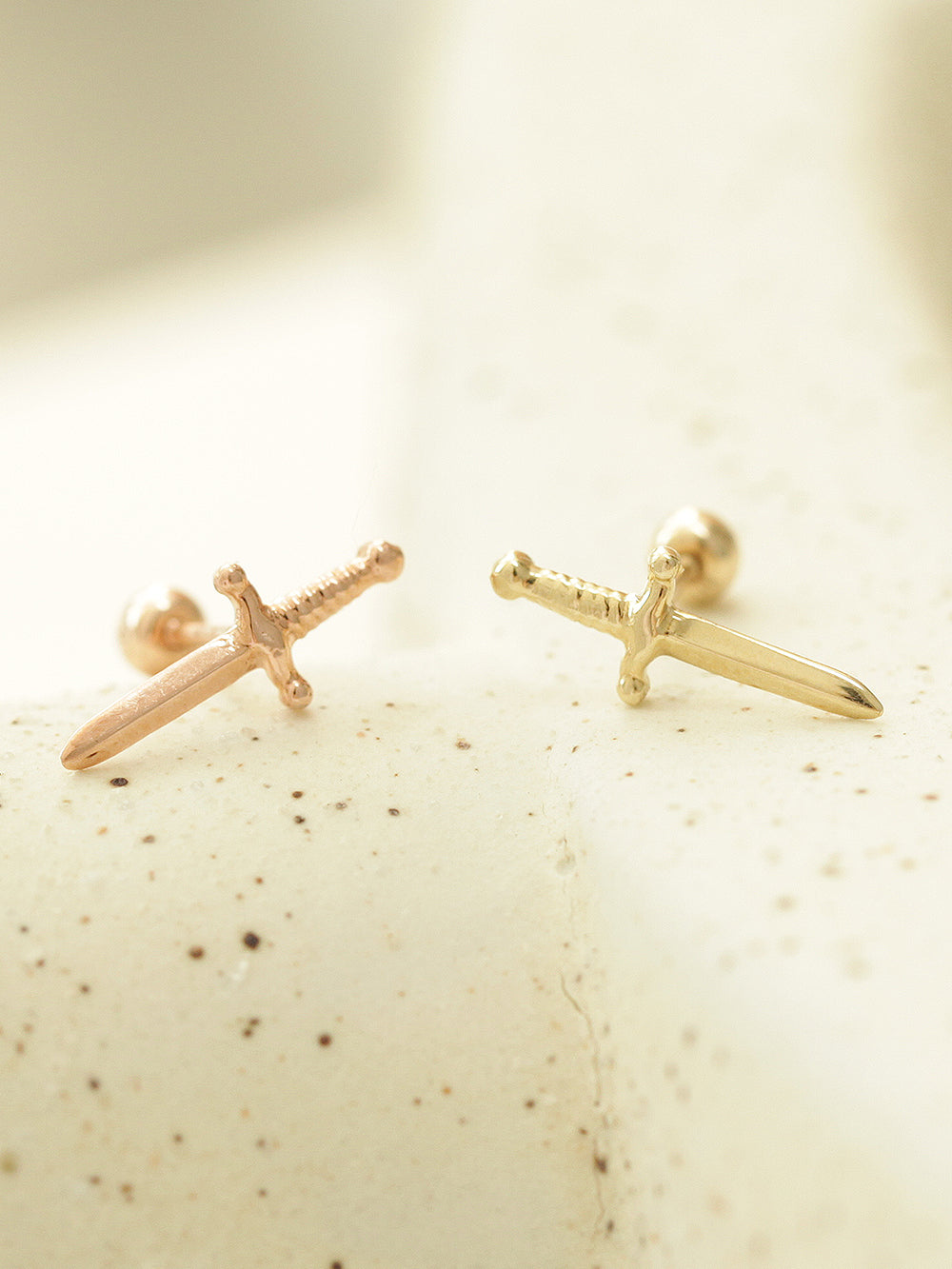 14K gold Knife cartilage earring 20g