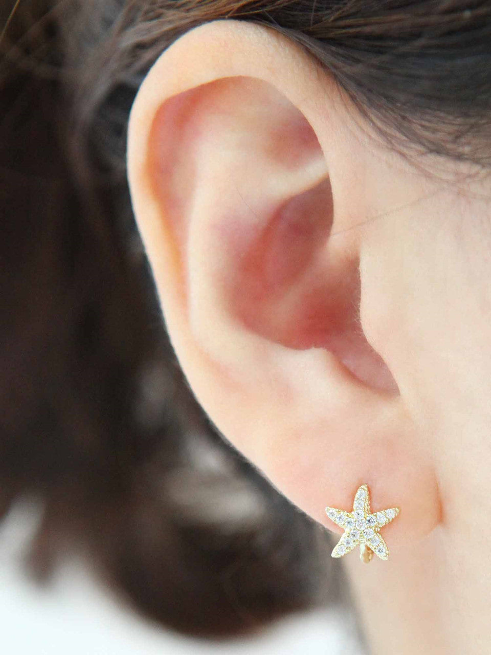 14K Gold Starfish Hoop Earring