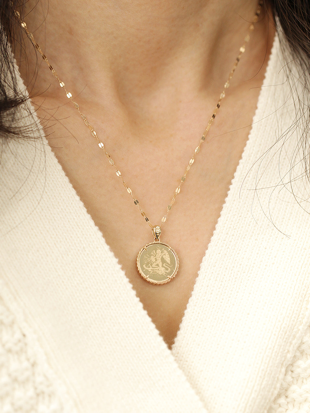 14K 18K Gold Coin Pendant Necklace