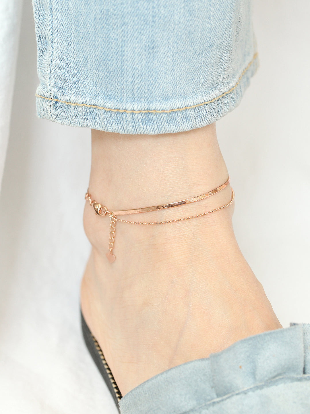 14K 18K Gold Snake Ball Anklet