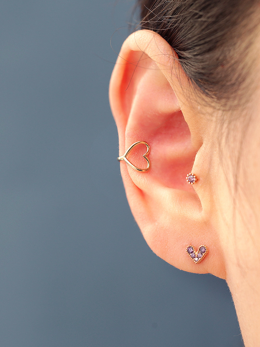 14K Gold Heart Point Ear Cuff