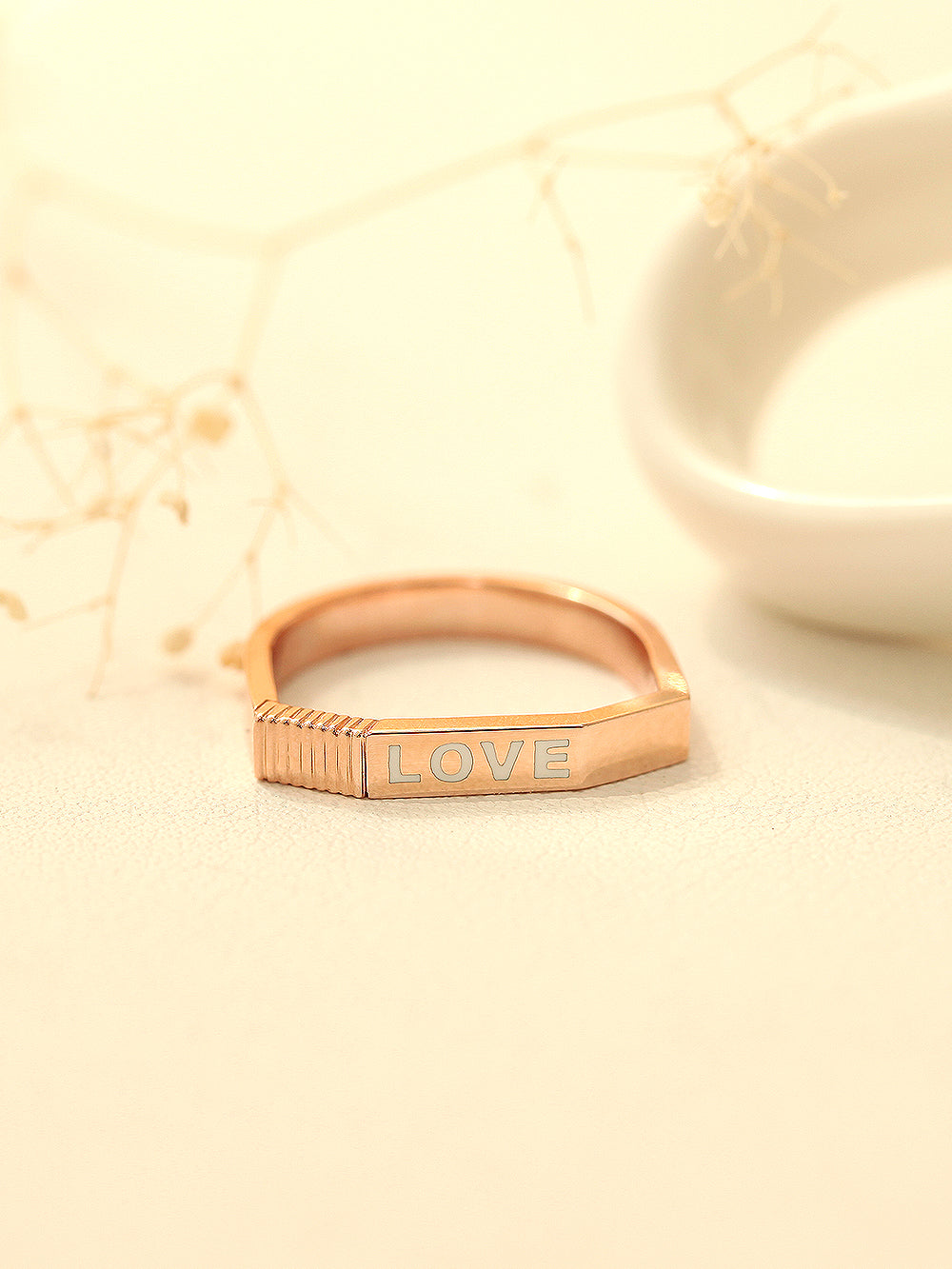 14K 18K Gold Enamel Love Ring