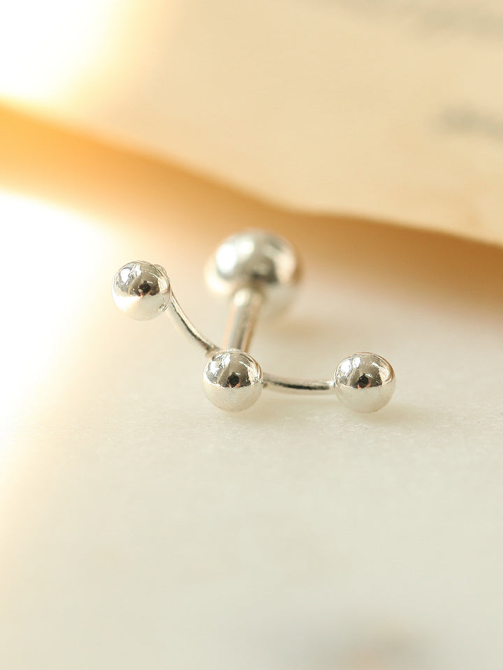 925 Silver triple Ball cartilage earring 16g