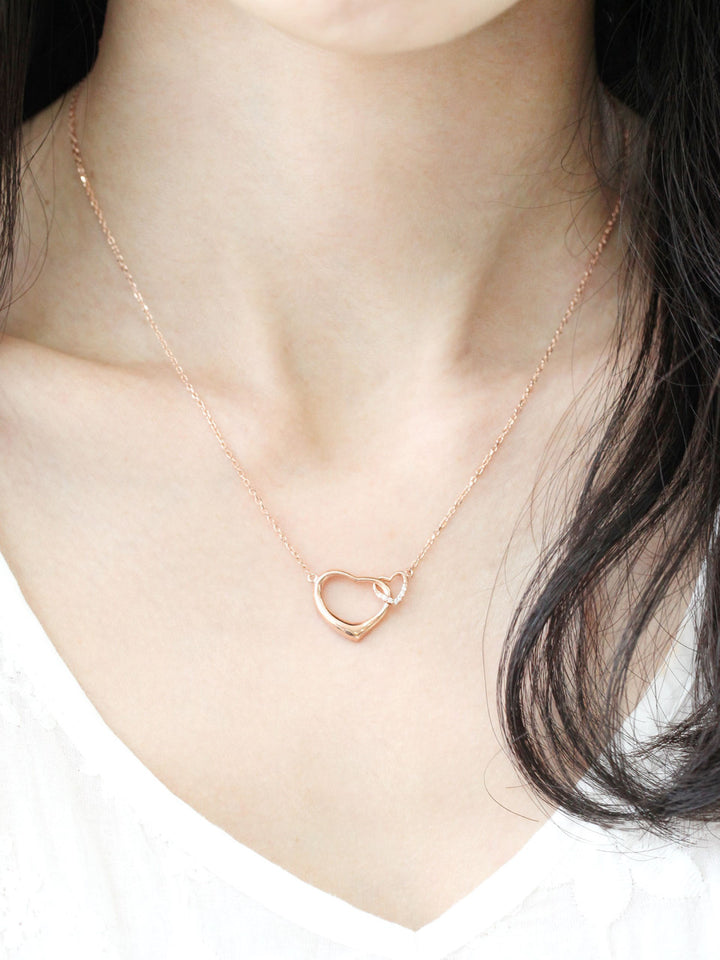 14K 18K Gold Double Heart Necklace