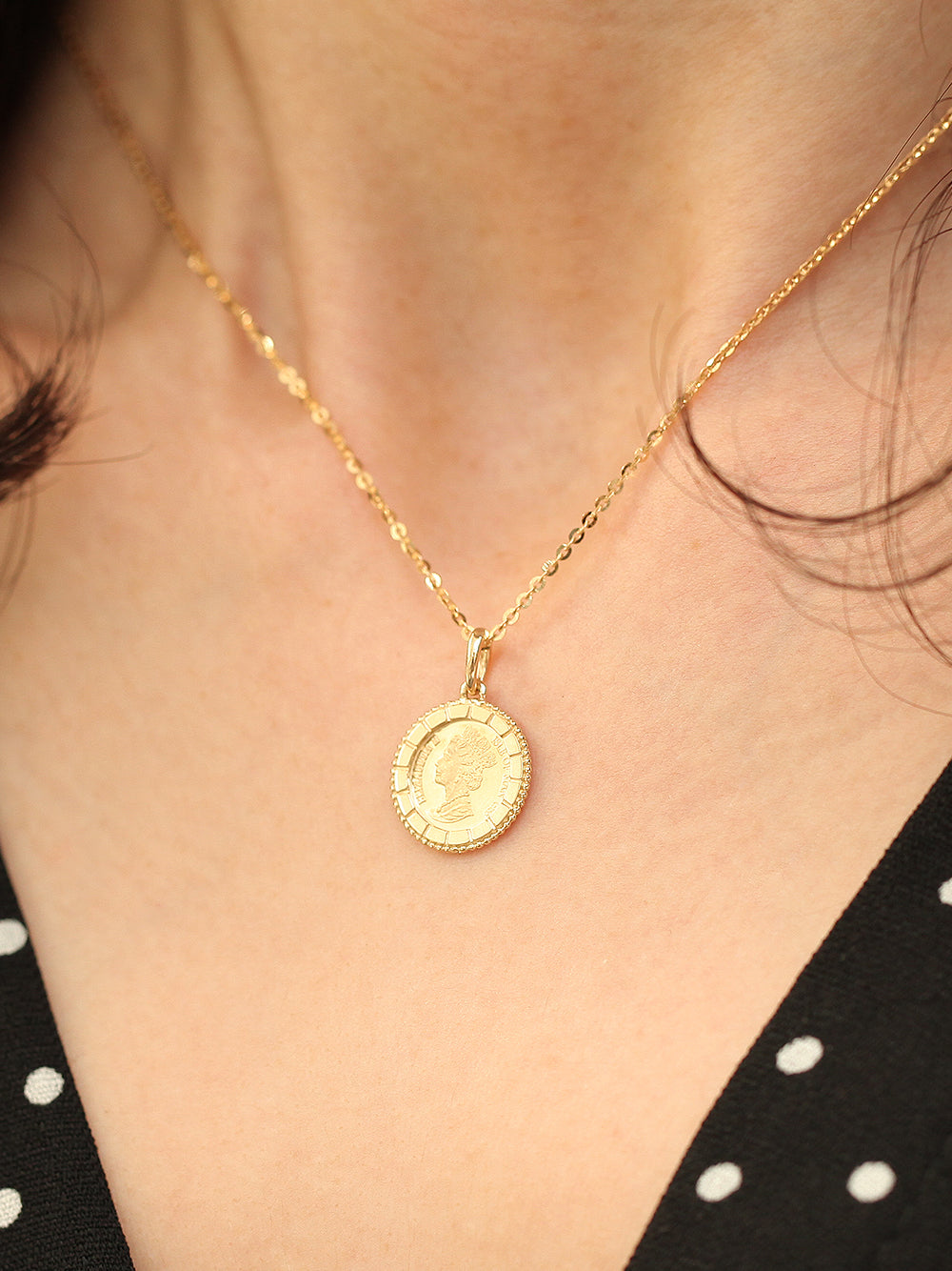 14K Gold Coin Necklace Pendant