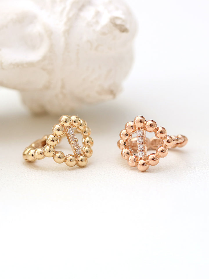 14K Gold Bubble Ball Cat Eye Hoop Earring