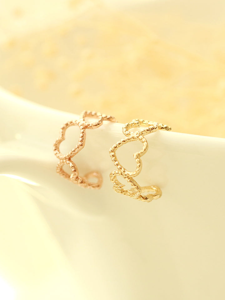 14K Gold Bubble Heart Ear Cuff